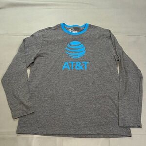 AT&T Cell Phone Men Long Sleeve T Shirt Gray XL Worker Employee Cotton Poly-4391